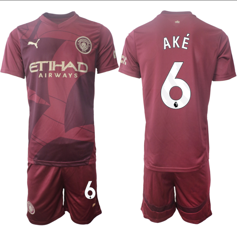 Men 2024-2025 Club Manchester City away red #6 Soccer Jersey->manchester city jersey->Soccer Club Jersey